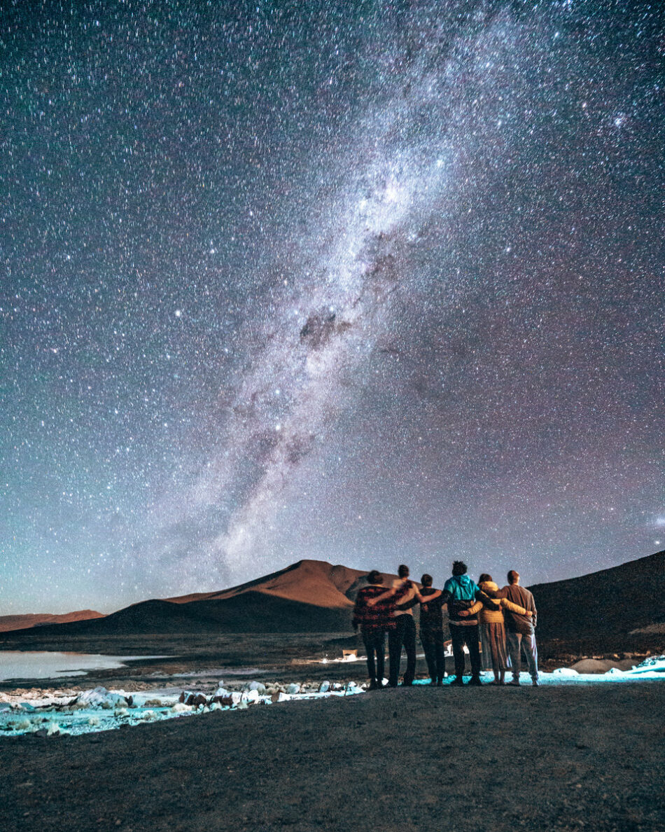 Group stargazing in Bolivia