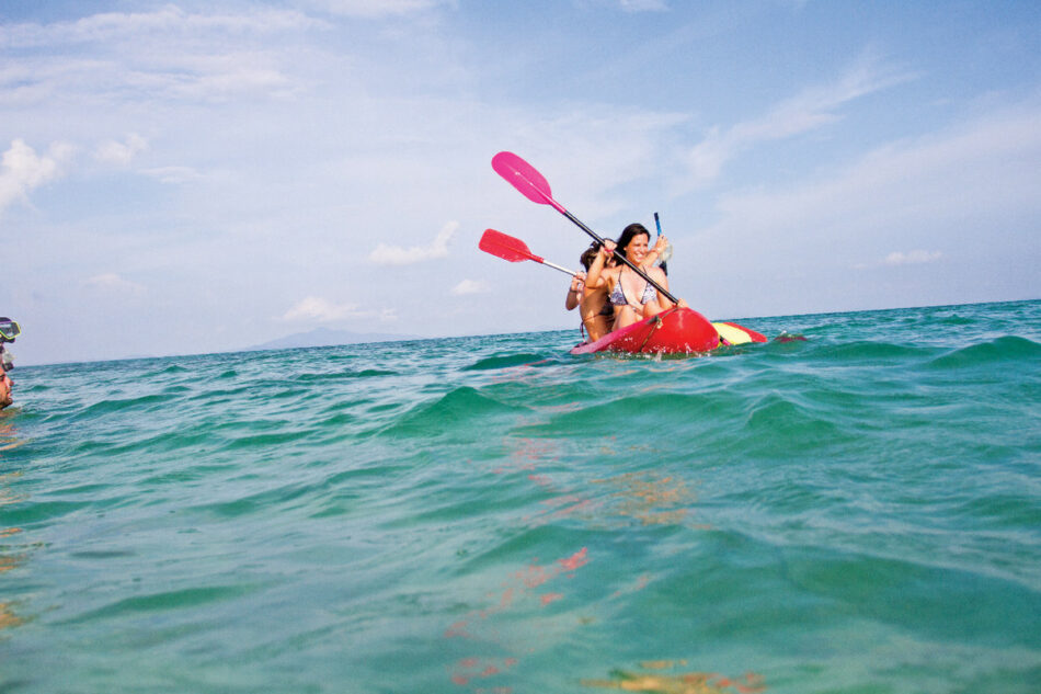 Friends kayaking