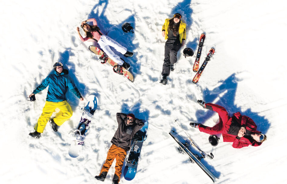 Friends skiing in Austria