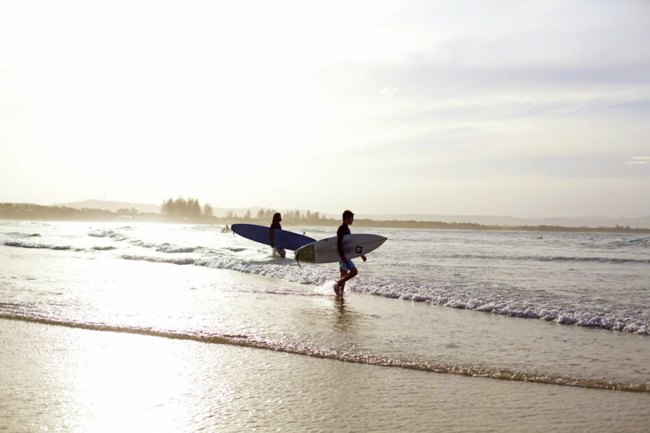 Surfing in Bryon Bay