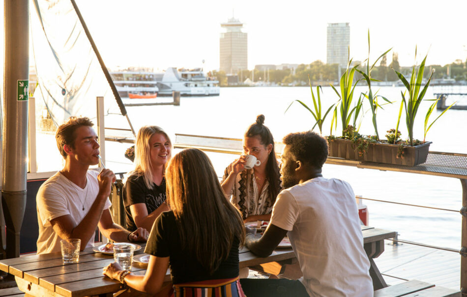 People eating in Amsterdam