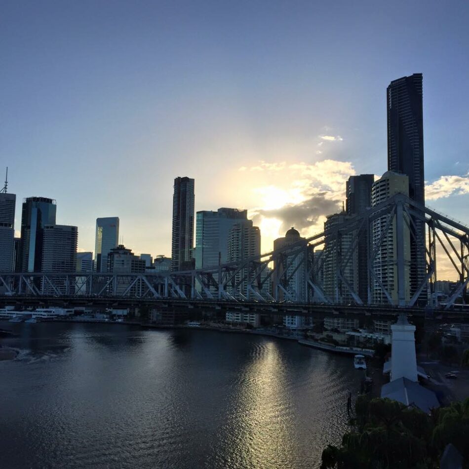 Brisbane skyline at sunset