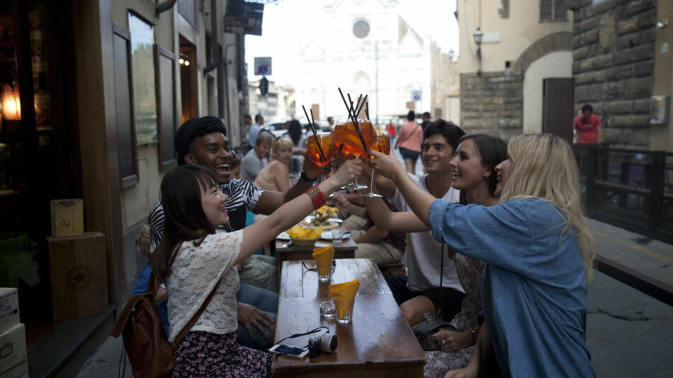 Group drinking in Florence