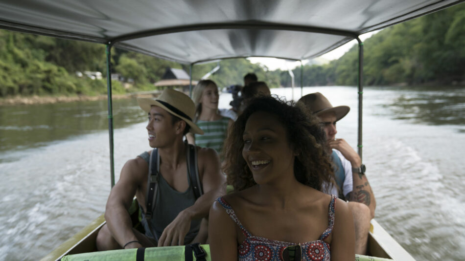 group on a boat in thailand