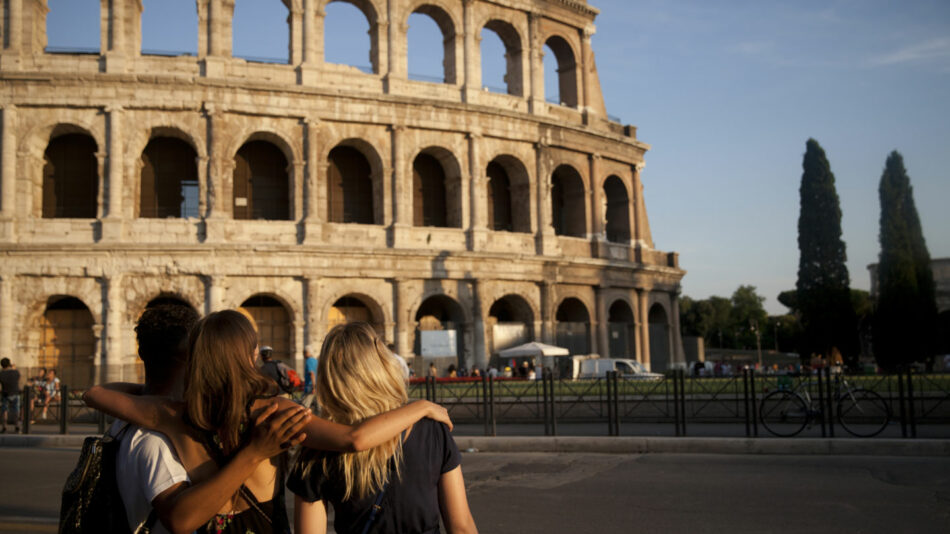 looking at the Colosseum in Rome, Italy