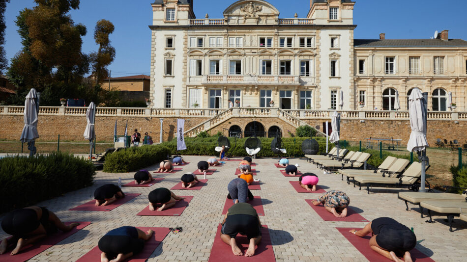 yoga at the Contiki chateau