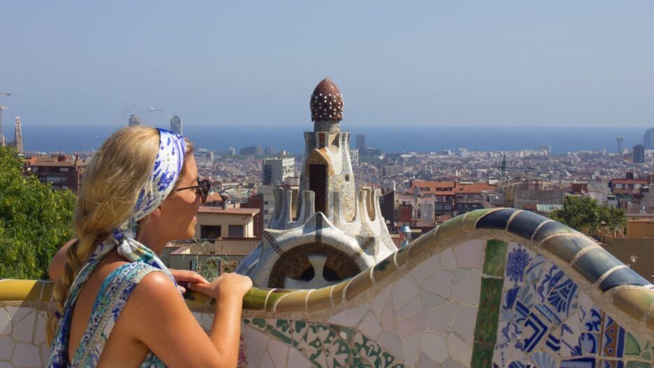 girl looking onto Barcelona