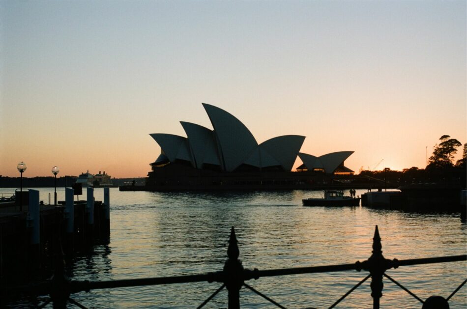 Sydney opera house photographed by Allan Hinton at sunset.