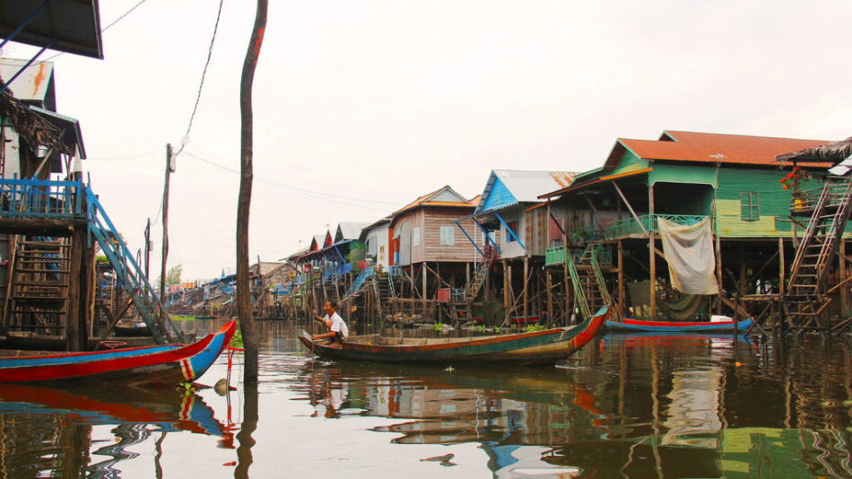 A row of houses in Cambodia.