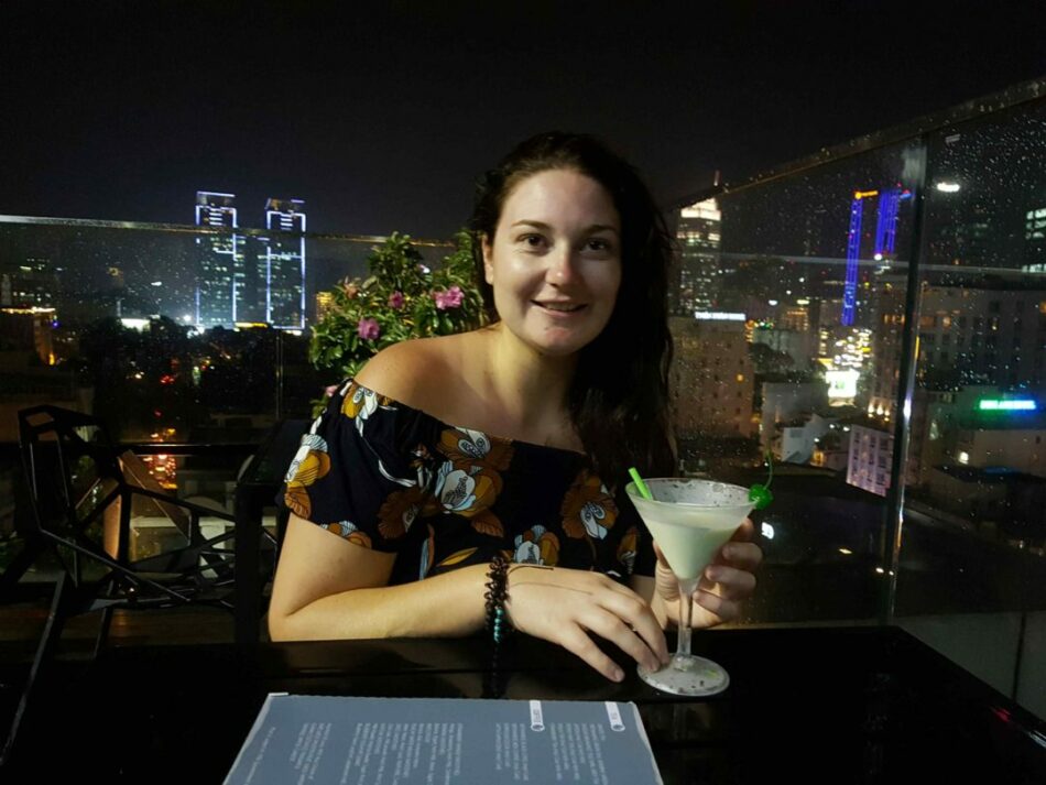 Girl with cocktail in Asia