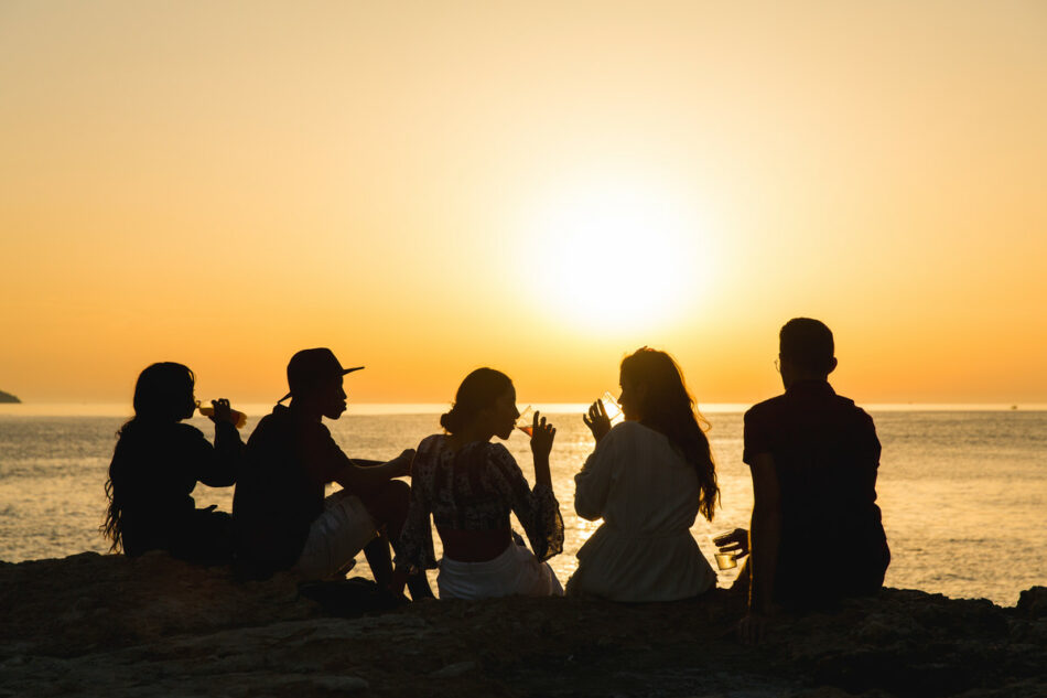 Ibiza sunset drinks with friends