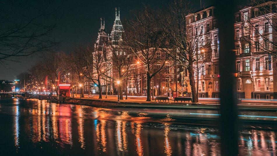 Amsterdam canals at night