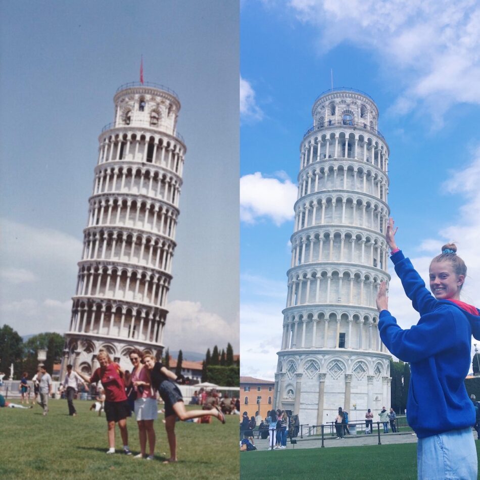 The leaning tower of pisa.