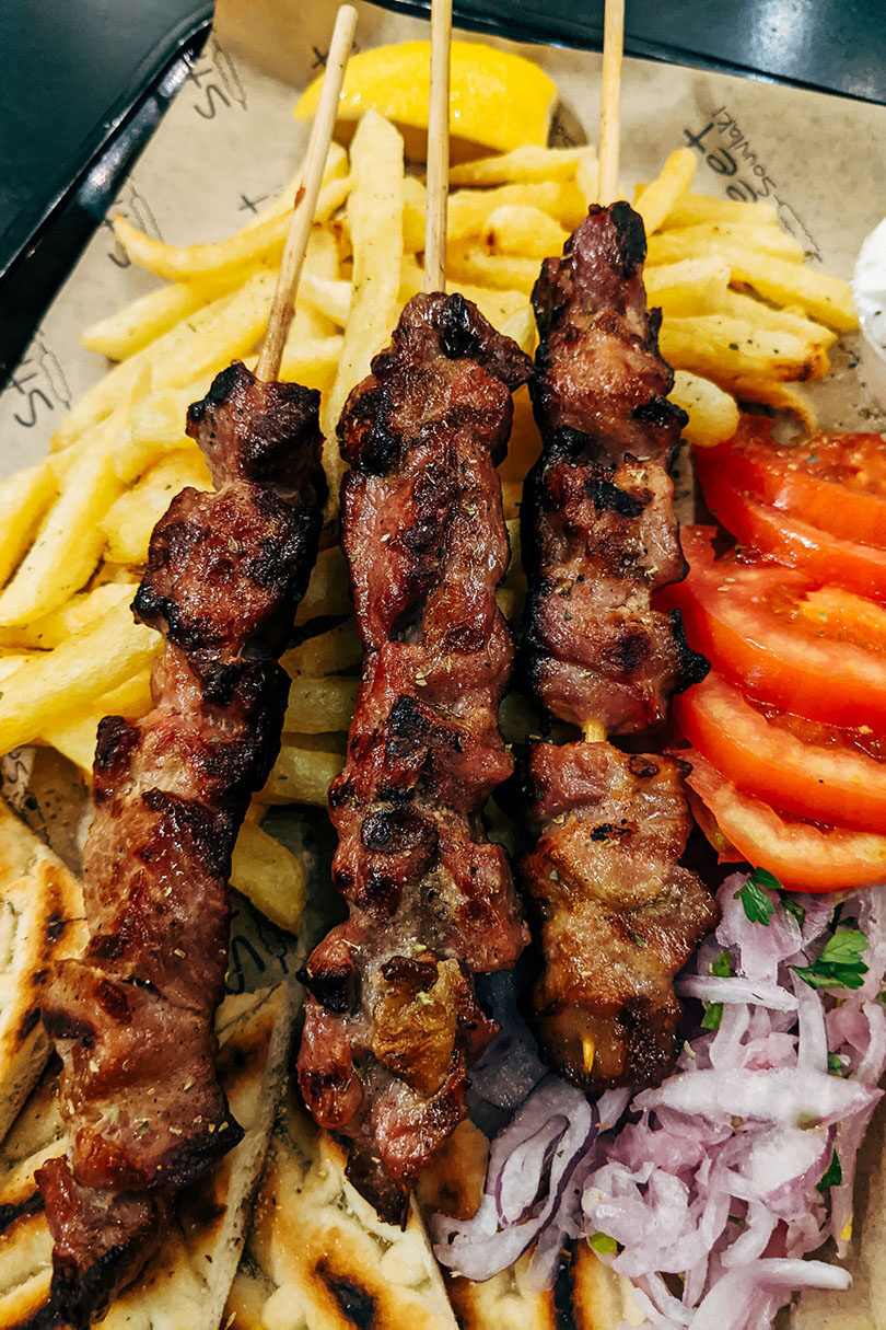 Shashlik kebabs are a popular food at Christmas in Russia