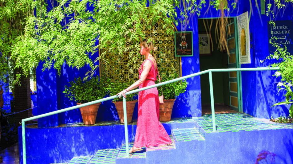 solo female traveller walking through Marrakech