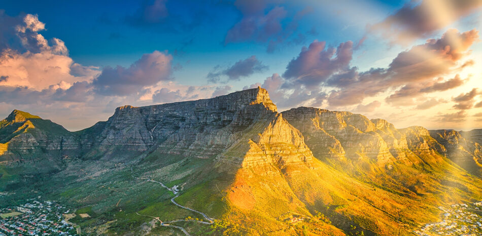 An aerial view of a mountain.