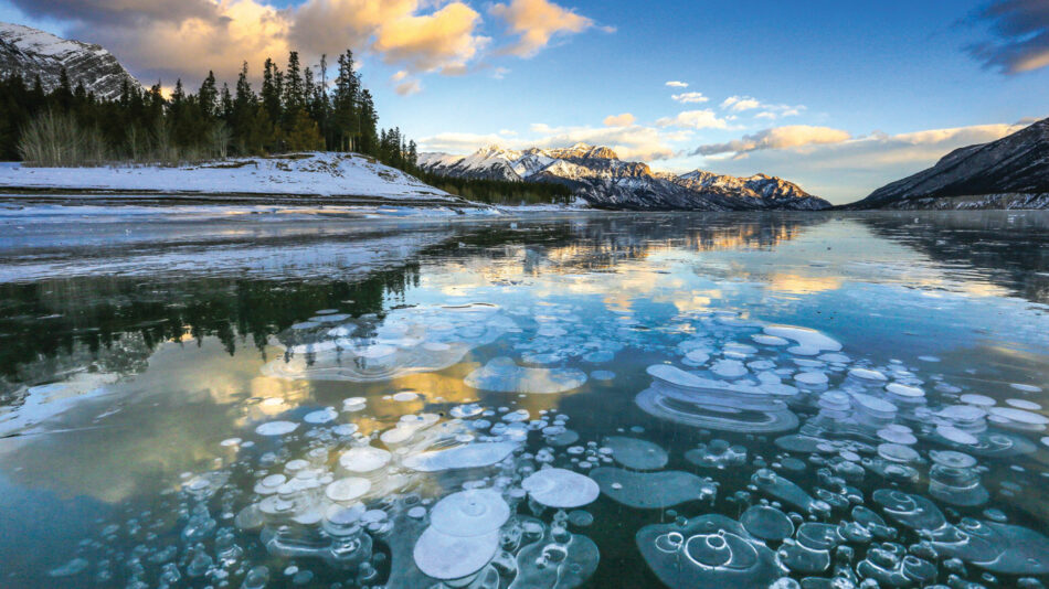 One of the best lakes in Canada with ice bubbles.