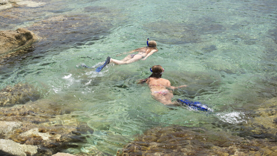 Adventures in Europe - image of two girls snorkelling in Mykonos