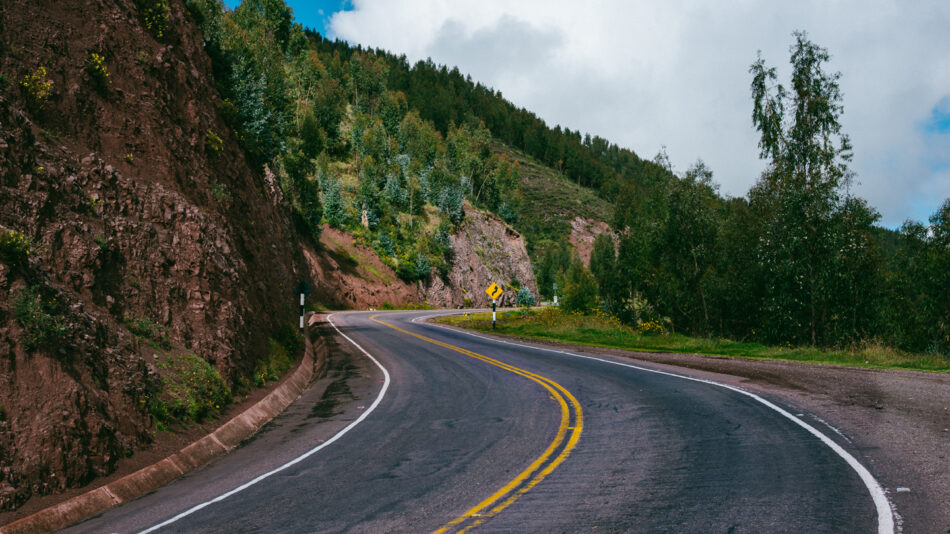 A winding road through the mountains in the sacred valley.