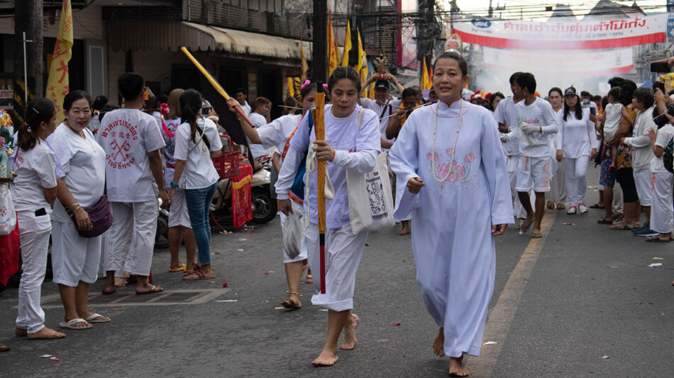 Women celebrating the Vegetarian Festival in Phuket, Thailand