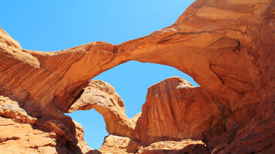 A clear blue sky above one of the best national parks.