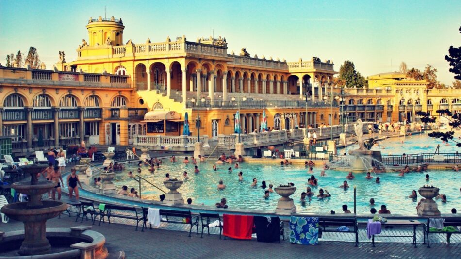 Budapest thermal baths in Buda and Pest.