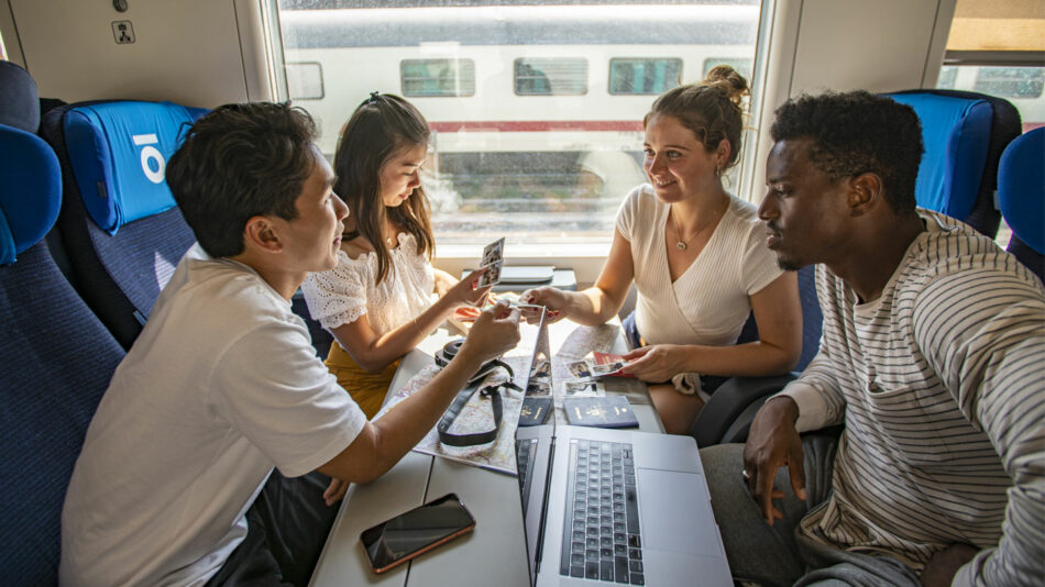 Travellers on a train