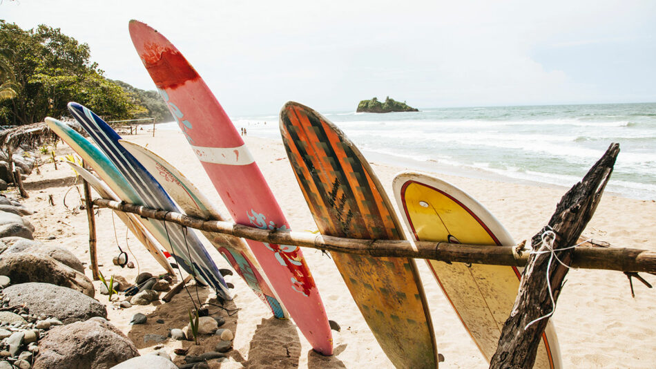 surfboards on Costa Rican beach