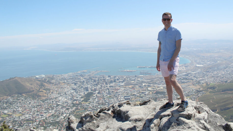 Ian Kivell standing on Table Mountain in Cape Town, South Africa