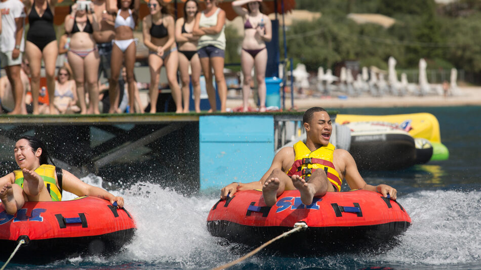 jose trying water sports in greece