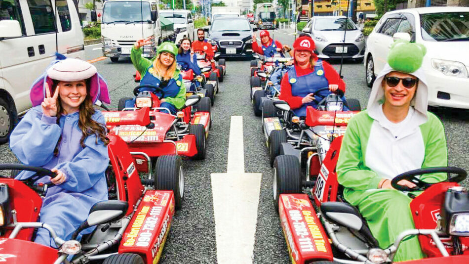 contiki travellers go-karting in Japan