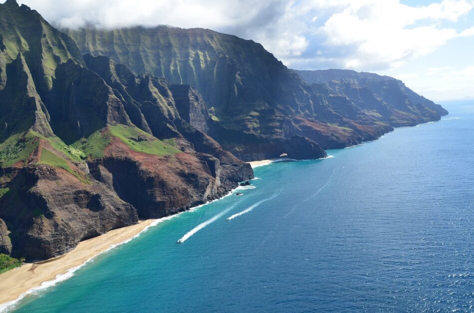 An aerial view of the cliffs of Kauai, one of the top things to do in Hawaii.