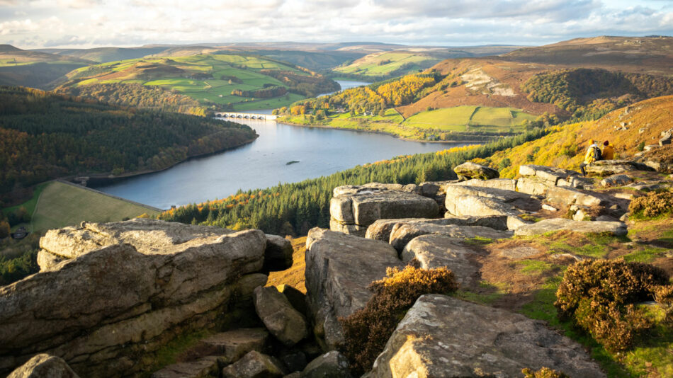 A view from the top of a cliff overlooking a lake, which could potentially be a house of the dragon filming location.