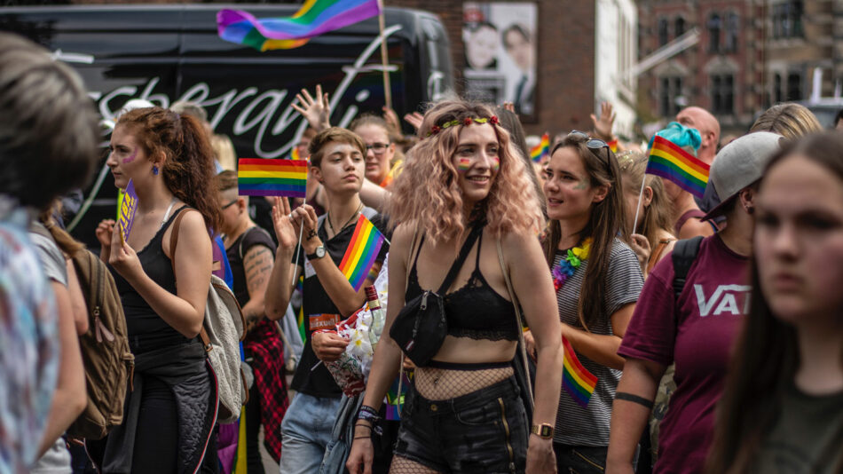 A group of people at one of the world's biggest pride parades.