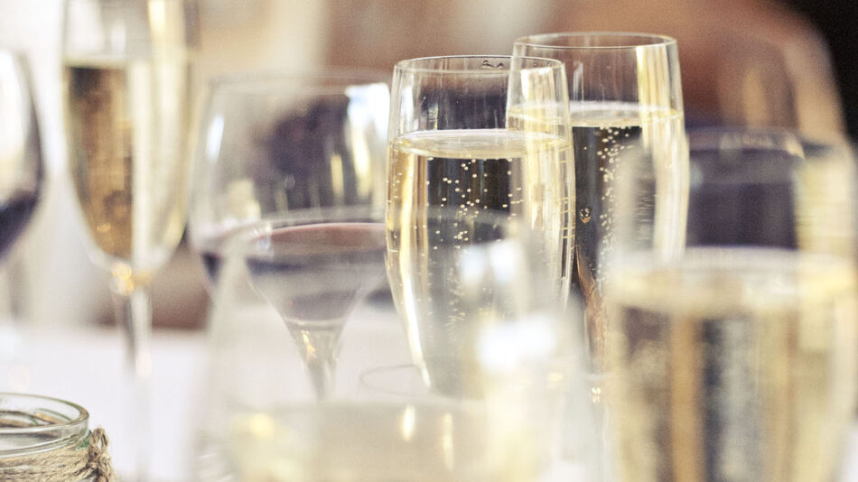 A group of glasses of champagne at a Melbourne festival.