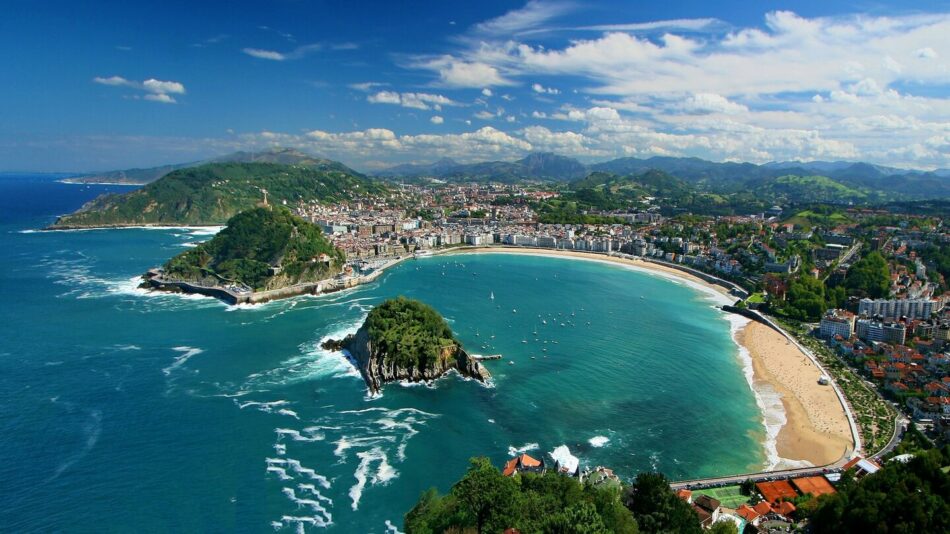 view of san sebastian beach from up high