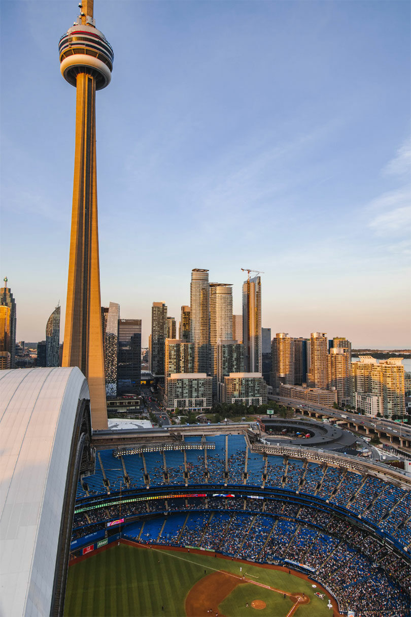 Blue Jays game at the Rogers Centre in Toronto with the CN Tower