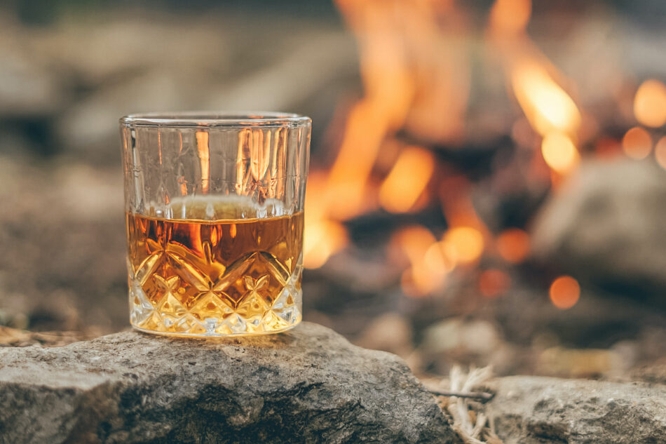 Whiskey by the fire outside