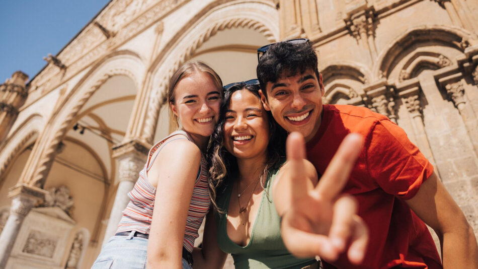 Group of Young Travellers exploring Greece