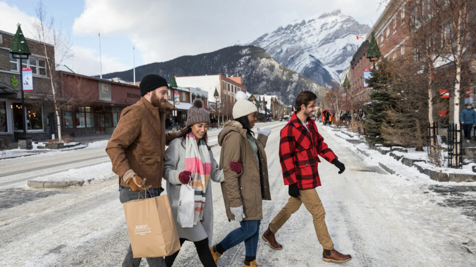 Banff National Park - people walking through the village