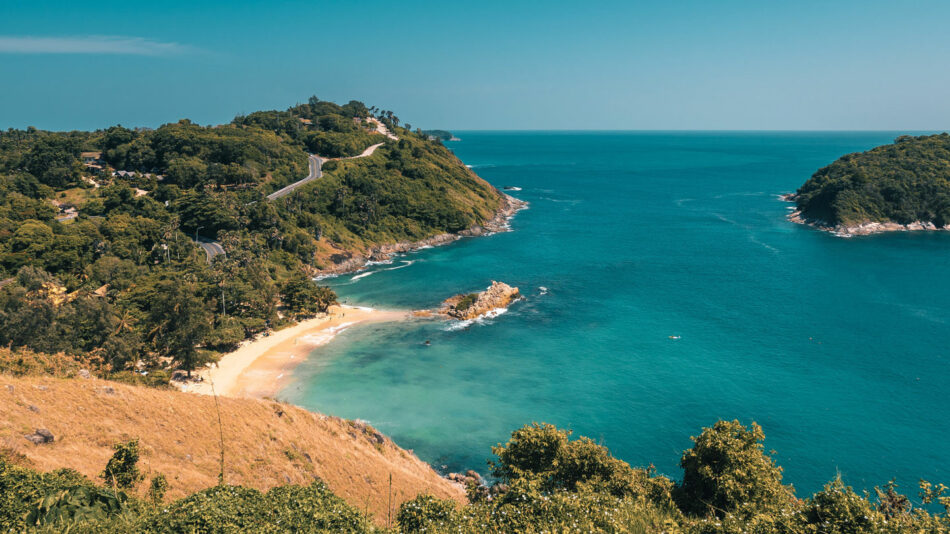 A view of the ocean from a hill overlooking one of the most beautiful destinations in Thailand.