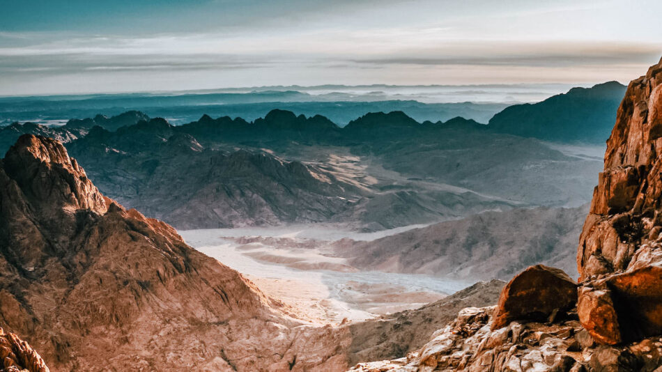 The view from the top of a mountain in egypt.