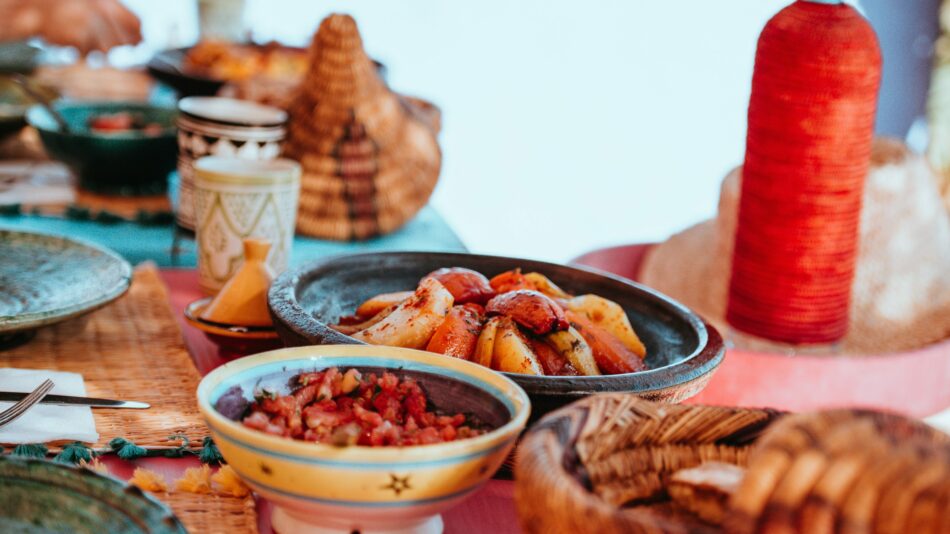 plates of tagine and Moroccan food