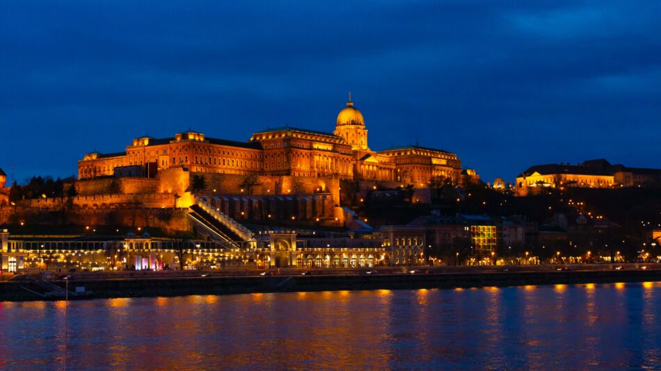 Buda Palace at night in Budapest