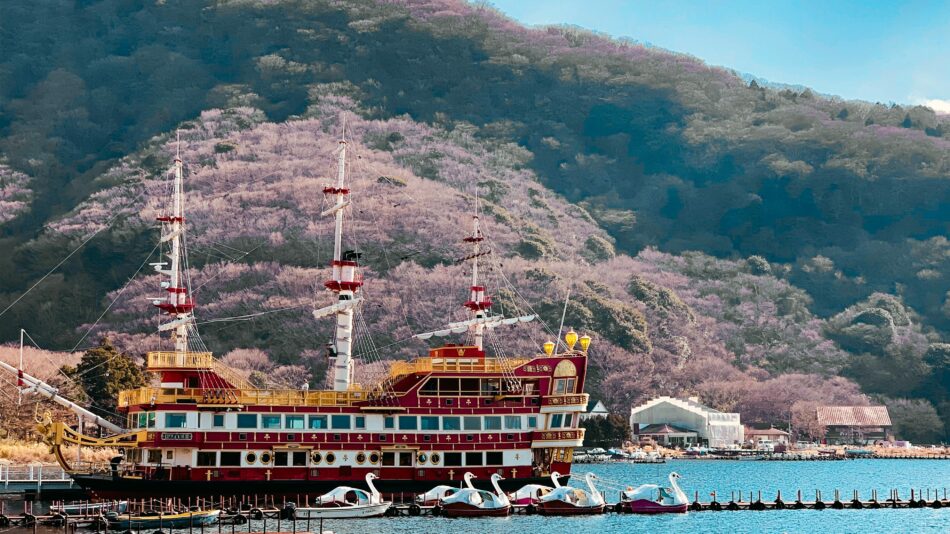 Boat on Lake Ashi in Hakone National Park, Japan