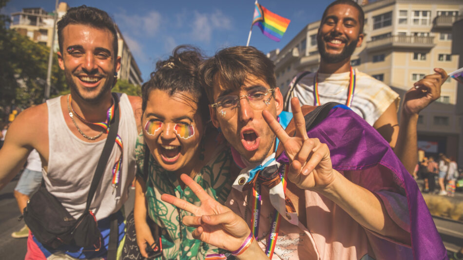 group of friends celebrating Pride in Spain