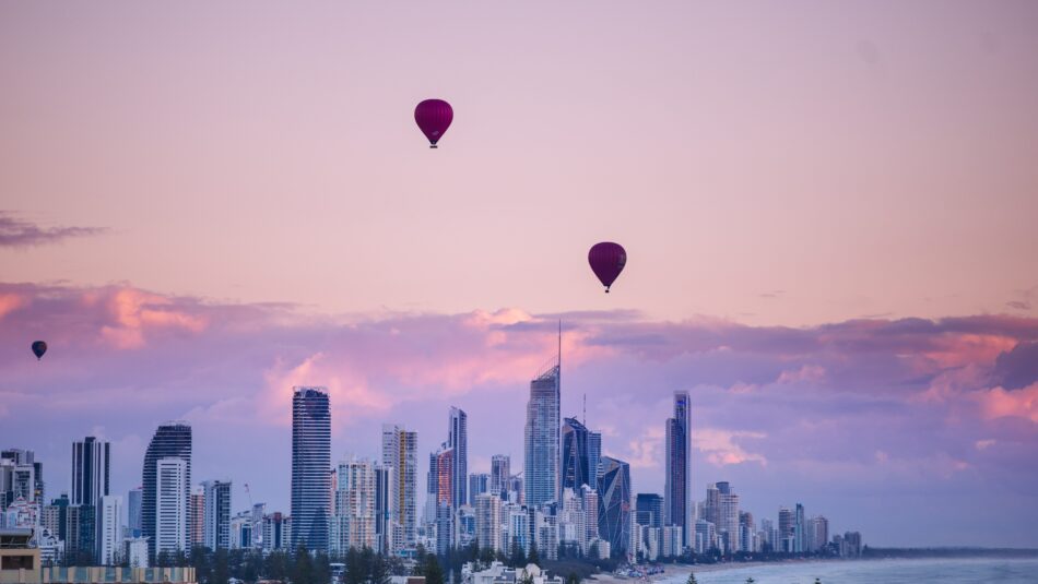 hot air balloon over Queensland in Australia