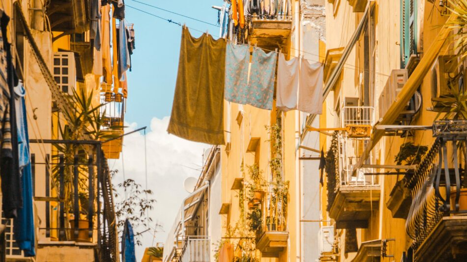 laundry air drying in the streets of Napoli, Italy