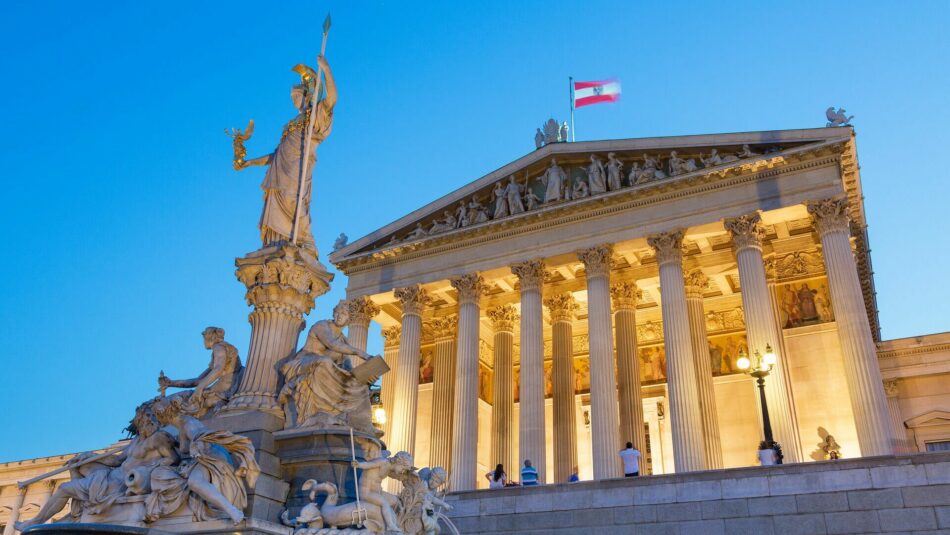 Vienna, Parliament building at Dusk