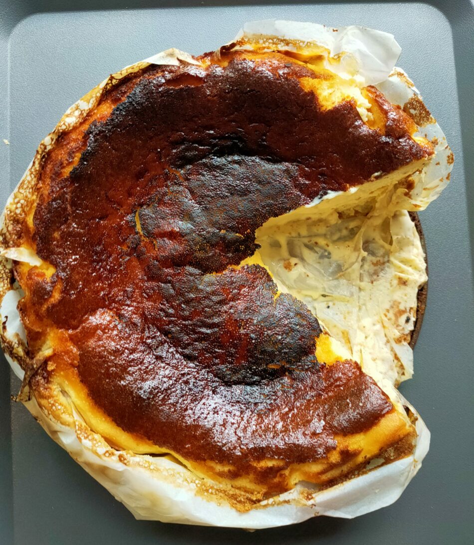 San Sebastián cheesecake by La Vina restaurant in Spain.